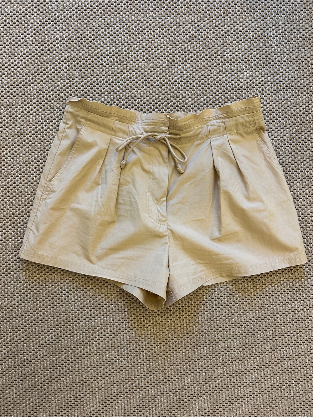 Ulla Johnson Paperbag Khaki Drawstring Pleated Shortsy